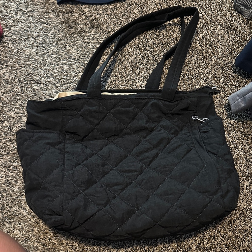 Black Quilted Tote Bag